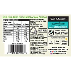 Season Sardine Fillets In Olive Oil Wild Skinless Boneless 4.375 oz 6-Count
