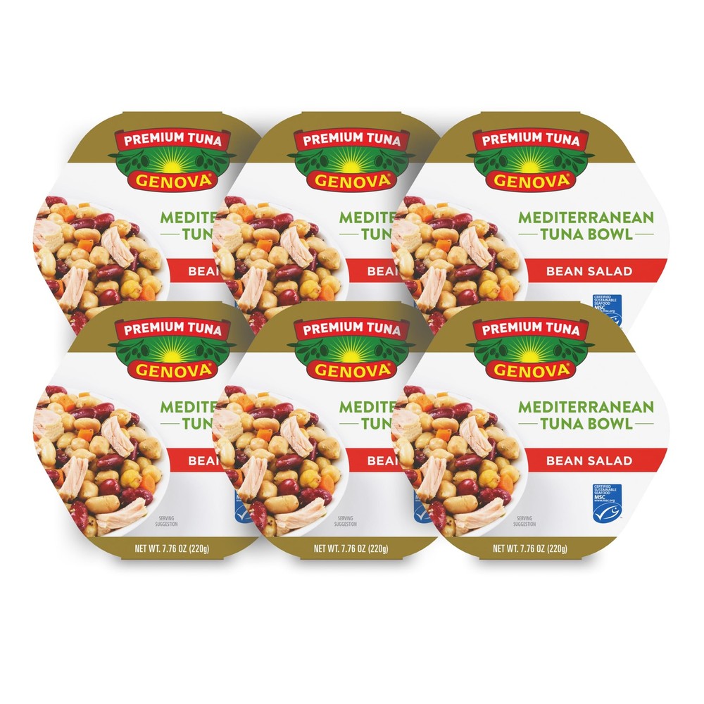 Mediterranean Tuna Bean Salad, 7.76 oz Bowls Pack of 6, Ready to Eat