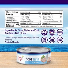 Jego Solid Tuna in Water | Wild Natural Catch Tuna | Keto | Low Carb | Gluten…