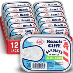 Wild Caught Canned Sardines in Water, No Salt Added, 3.75 Ounce (Pack of 12) …