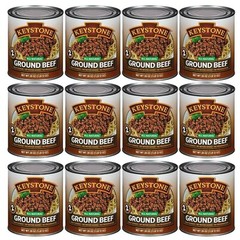 24Can-Keystone Meats All Natural Ground Beef Fully Cooked 28oz No Preservatives✅
