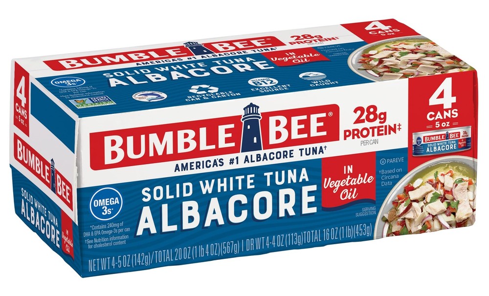 Bumble Bee Solid White Albacore Tuna in Oil, 5 oz Pack of 4 Wild Caught Tuna