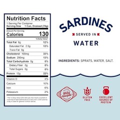 Beach Cliff Sardines in Water, Wild Caught, 3.75 oz Can, Pack of 12