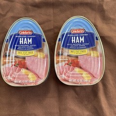 Lot of 2 Celebrity Boneless Cooked Ham Canned 96% Fat Free 12 Oz BB 5-22-29