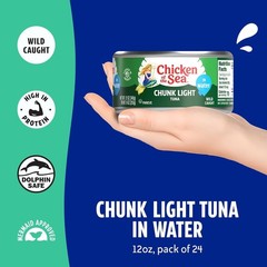 Wild Caught Chunk Light Tuna, 12 Ounce Cans, 24-Count – High Protein 100% Cla…