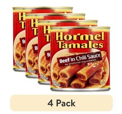(4 pack) HORMEL Beef Tamales in Chili Sauce, Shelf-Stable, 15 oz Steel Can