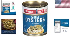 Ready to Eat Whole Oysters, 8 oz Can – Gourmet Flavor & 14g Protein Per Serving