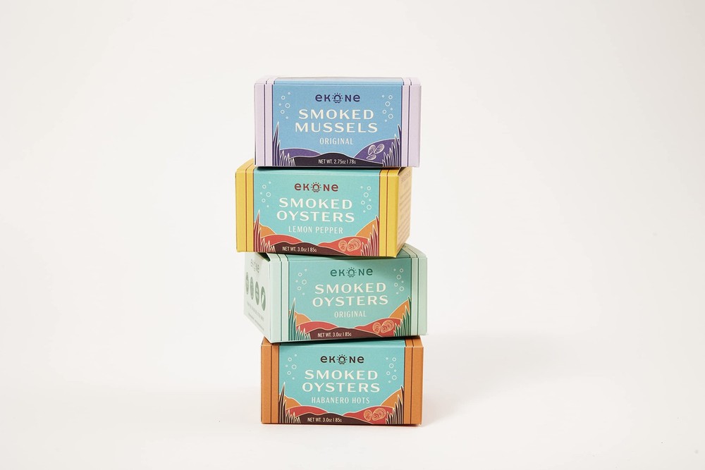 Premium Tinned Seafood Sampler (4 pack) Smoked Oysters and Mussels, Farm Rais…