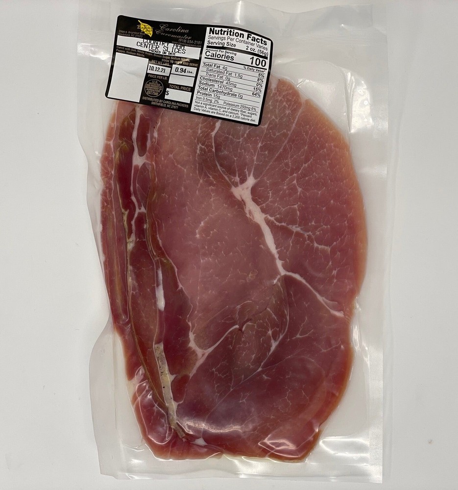 Center Cut Country Ham 3 – 5 Oz Slices Per Package. Carolina Curemaster