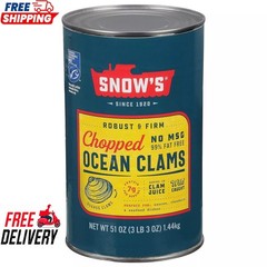 Snow’s Ocean Chopped Clams Canned, 51 oz Can – 7g Protein per Serving – Gluten F