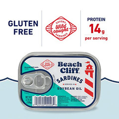 Wild Caught Sardines in Soybean Oil, 3.75 Oz Can (Pack of 12) – 14G Protein per