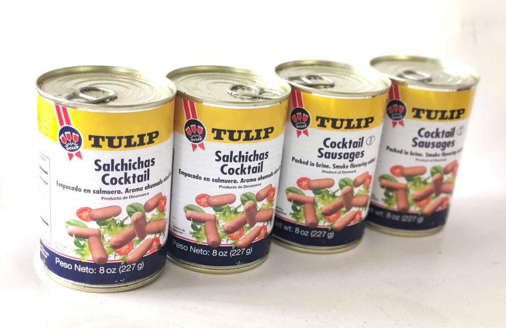 Tulip Pork Cocktail Sausage 4 Can Cooked Breakfast Sandwich Spread Denmark Lunch