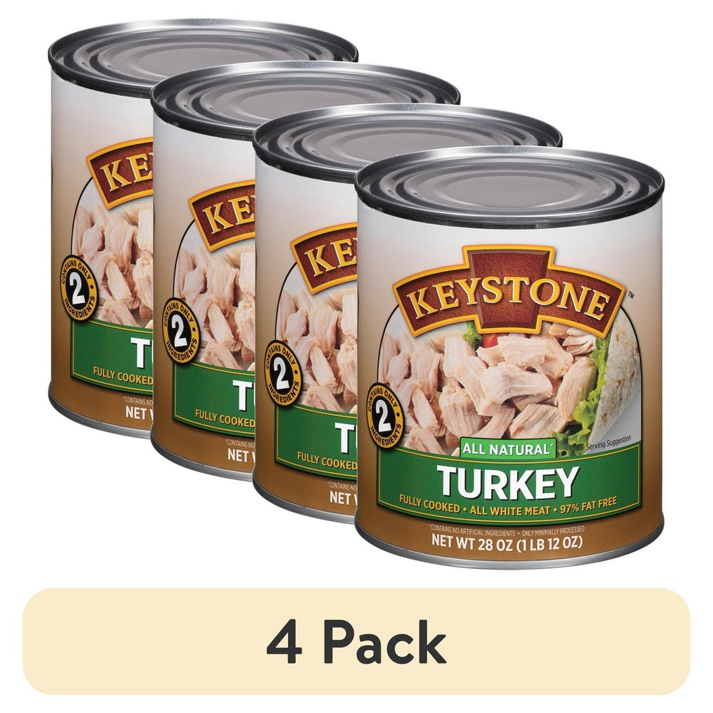 Keystone Meats All Natural Canned Turkey, Fully Cooked, 28 oz (Pack of 4)