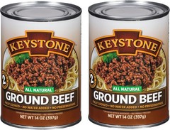 Keystone Meats All Natural Heat and Serve Ground Beef 14 Oz Fully Cooked Cann…
