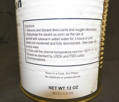 Crescent Commissary Freeze Dried Emergency Food Filet Mignon #10 Can
