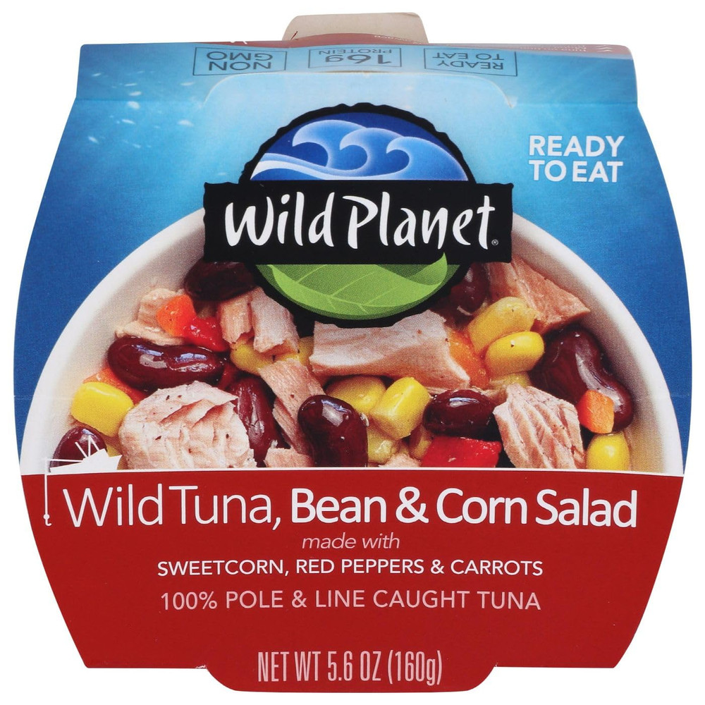 Wild Planet Ready-To-Eat Wild Tuna, Bean & Corn Salad with Organic Sweetcorn, Re