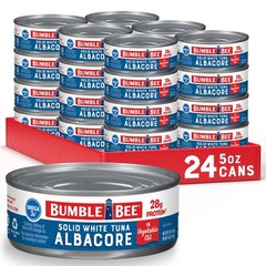 Wild Caught Solid White Albacore Tuna in Oil, 5 oz Can, 28g Protein, Pack of 24
