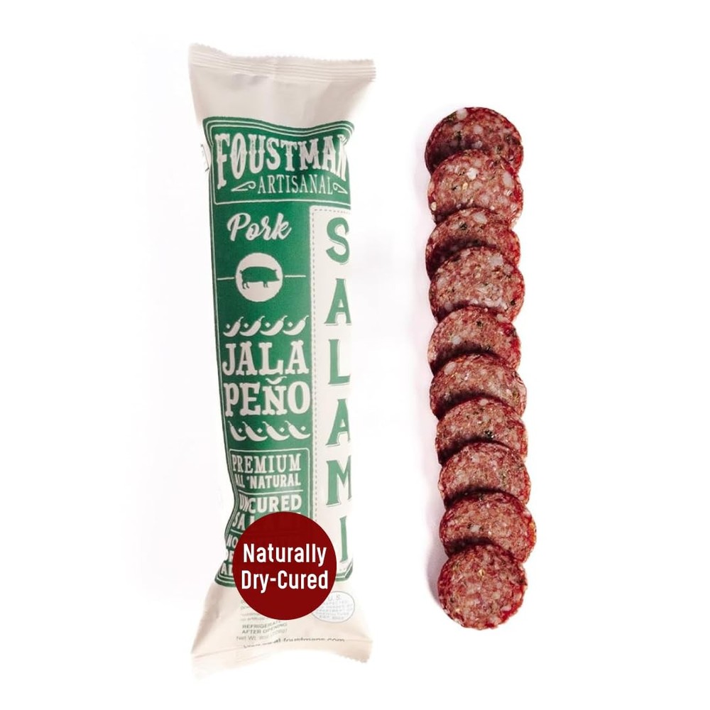 Salami Jalapeno Pork Artisanal, Nitrate-Free, Naturally Cured Lunch Meat, Glu…