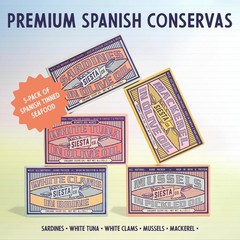 Siesta Co. Spanish Tinned Seafood Variety Pack – 5 Gourmet Cans of Sardines, …