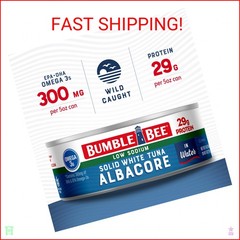 Bumble Bee Low Sodium Solid White Albacore Tuna in Water, 5 oz Can (Pack of 12)
