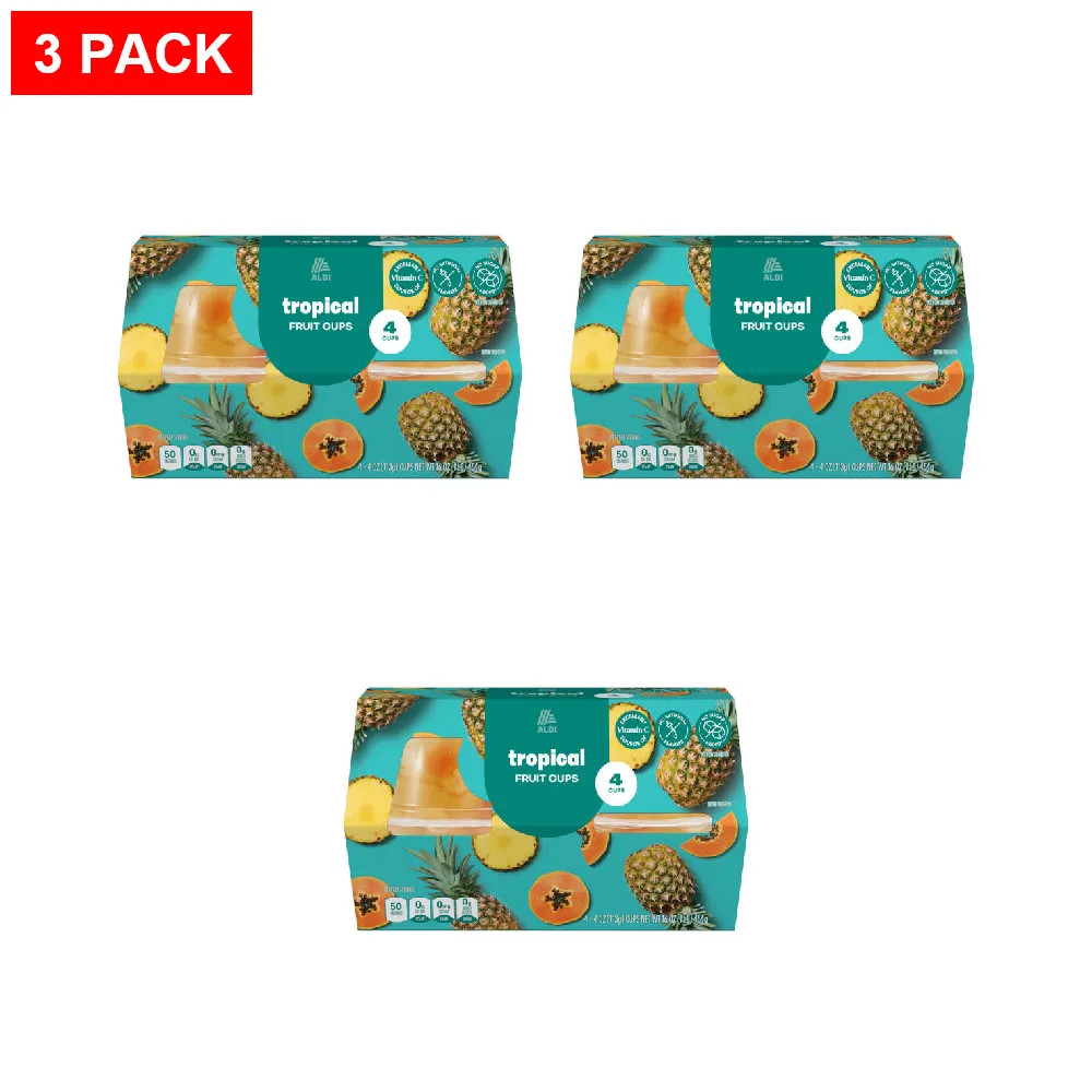Lunch Buddies Tropical Fruit Bowl in 100% Juice – 4 pack, 4 oz – Pack of 3