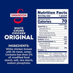 Swanson Fully Cooked Chicken Pouch – Convenient 2.6 Oz Gluten-Free Meal