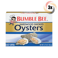 3x Packs Bumble Bee Shucked Hardwood Smoked Oysters | 3.75oz | Easy Open Can!