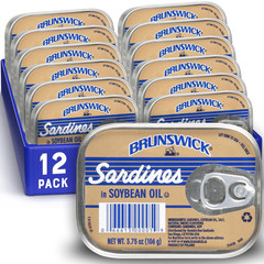 Brunswick Sardines in Soybean Oil, 3.75 Oz Can (Pack of 12) – 14G Protein per