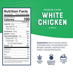 Premium White Chicken Breast with Rib Meat in Water – 19G Protein per Serving –