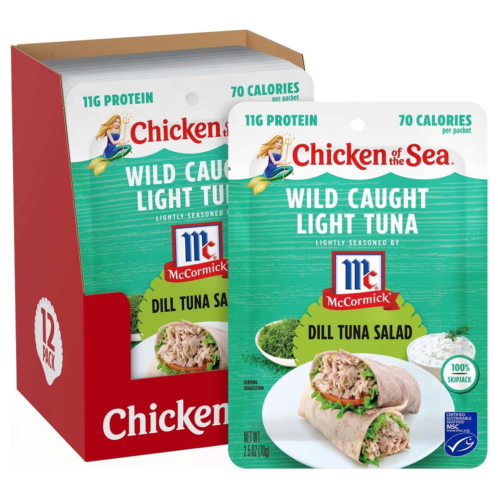 Chicken of the Sea Lightly Seasoned Dill Wild Caught Light Tuna, 2.5 Ounce