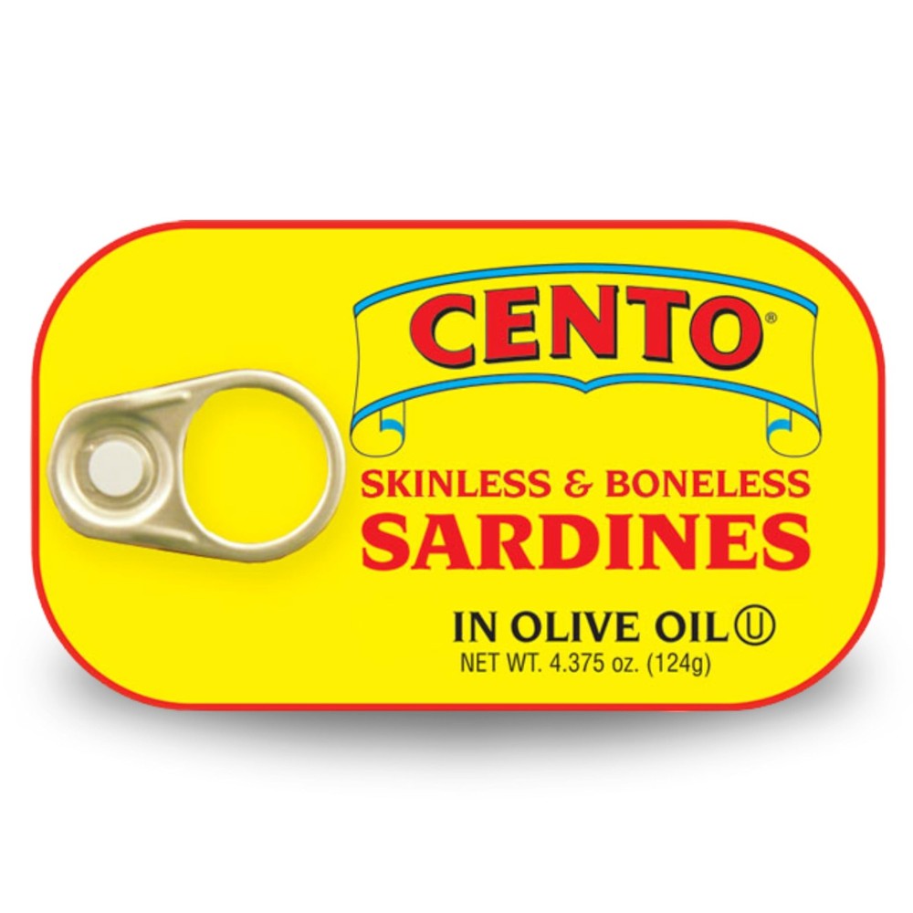 Cento Skinless & Boneless Sardines in Olive Oil, 4.375 Oz, High Protein, Easy…