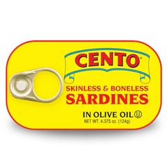 Cento Skinless & Boneless Sardines in Olive Oil, 4.375 Oz, High Protein, Easy…