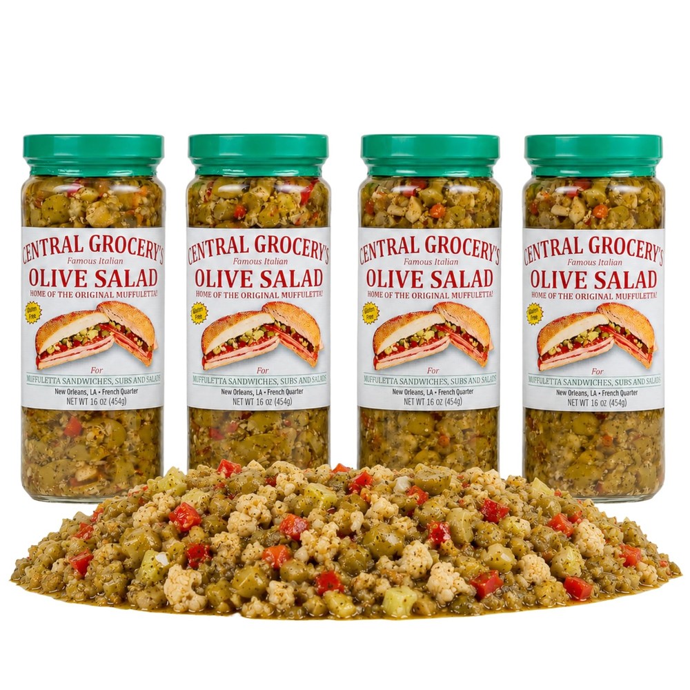 Central Grocery Olive Salad 16 oz Pack of 4, Authentic New Orleans Italian Ol…