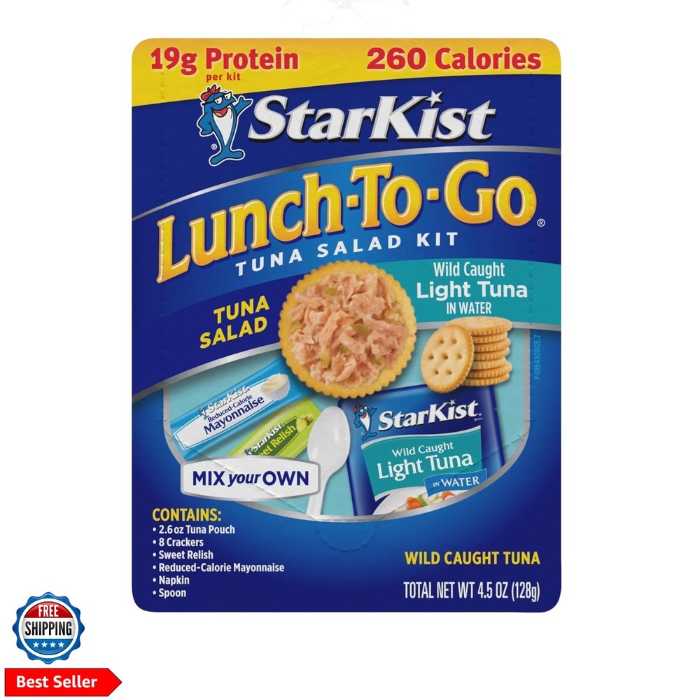 Lunch-To-Go Mix Your Own Tuna Salad, Chunk Light Tuna Pouch, 4.5 Ounce Kit, P…