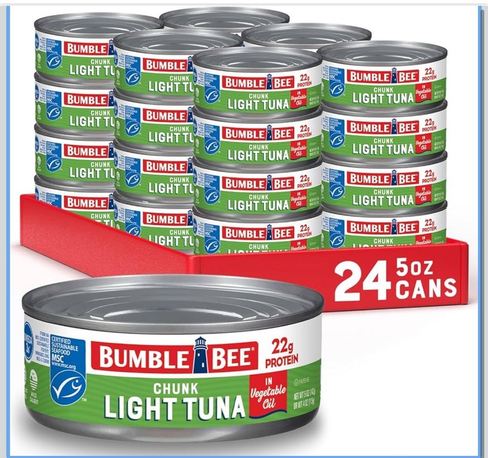 Bumble Bee Chunk Light Tuna In Water, 5 oz Cans (Pack of 24) – Wild Caught Sk…