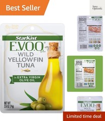 E.V.O.O. Yellowfin Tuna in Extra Virgin Olive Oil, Single Serve Pouch, 2.6 oz…