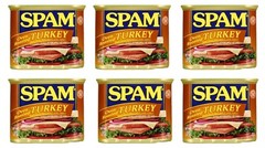 SPAM Oven Roasted Turkey: Lean & Delicious Luncheon Meat (Pack of 6) Size 12 oz