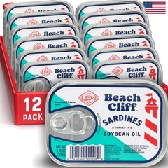 Wild Caught Sardines in Soybean Oil, 3.75 oz Can Pack of 12 – 13g Protein per…