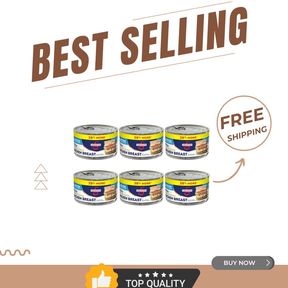 Swanson Canned Chicken Breast in Water, 12.5 oz Pack of 6 – Ready-to-Eat