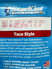 Lot of 4 StarKist Beef Creations Taco Style Package 2.6oz Best Buy 3/20/2027 NIP