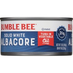 (6 pack) Bumble Bee Solid Albacore Tuna in Oil, 21g Protein per Serving, 12 oz