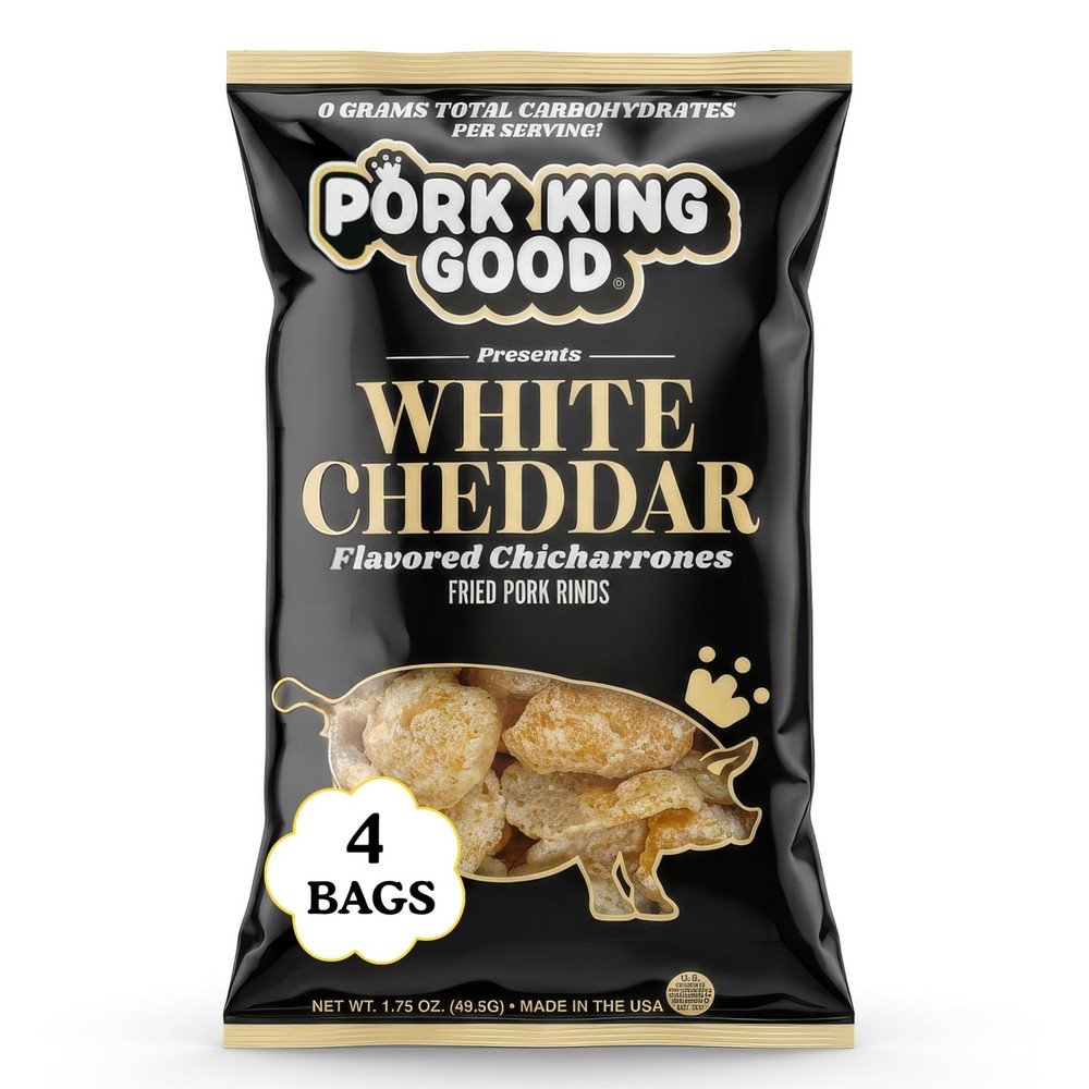 Pork Rinds Chicharrones White Cheddar, 4 Pack