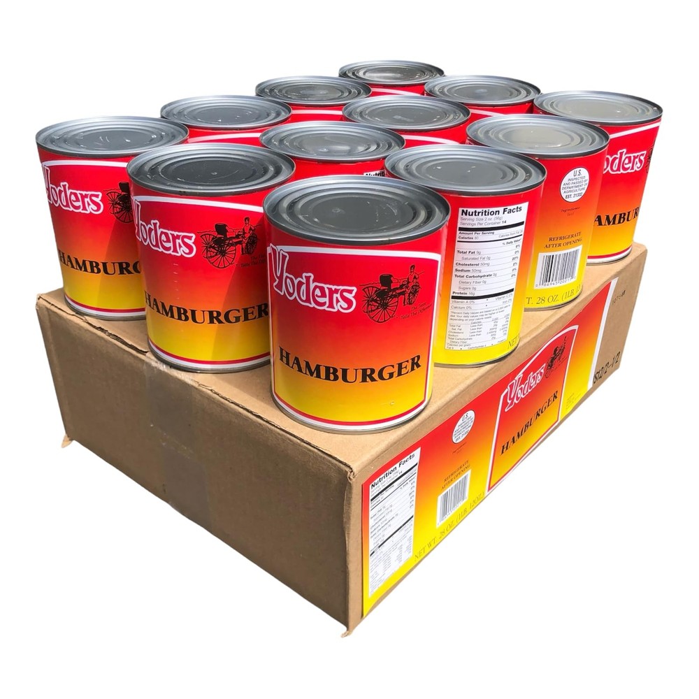 Yoders Canned Hamburger Ground Beef Case 12 Cans 1.75 Pound (Pack of 12)