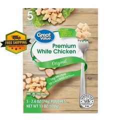 Great Value Premium White Chicken, 2.6 oz, 5 Pack