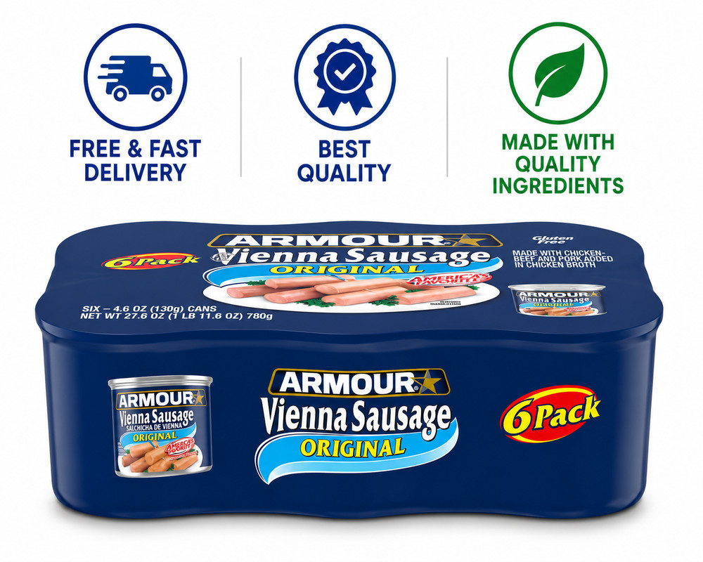 Armour Star Vienna Sausage Original 4.6 oz Pack of 6 Canned Meat