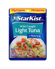 Chunk Light Tuna in Water, 2.6 Oz Pouch (10 Pack) Ready to Eat Wild Caught Tuna,