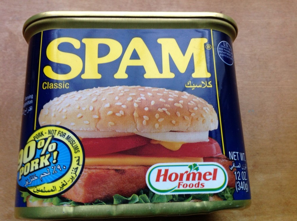 SPAM Classic Hormel Foods International Arabic “90% Pork NOT FOR MUSLIMS” Label