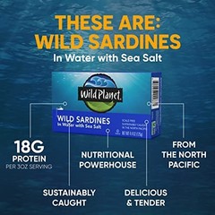 Sustainable Wild Sardines in Water, Non-GMO Tinned Fish, 4.4oz – Pack of 12