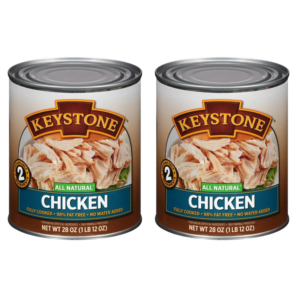 (4 Cans) Keystone All Natural Chicken 28 oz No Preservative Fully Cooked Food