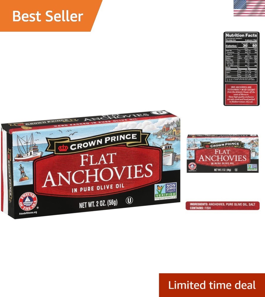 Wild Caught Flat Anchovies in Olive Oil – 12 Pack – Kosher, Non-GMO Certified